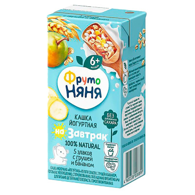 Каша жидкая йогуртная 5 злаков груша и банан 0.2 л от 6 месяцев ФрутоНяня 78740 1